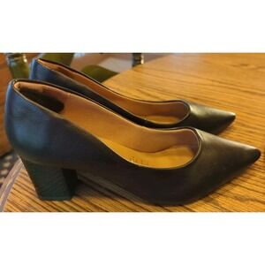 Di Valentini Women's Black Leather Cool Heel Pointed Toe Shoes US Size 7